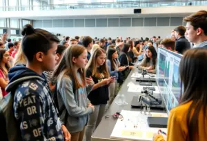 Students presenting at Hutch Tech High School's Innovation Showcase