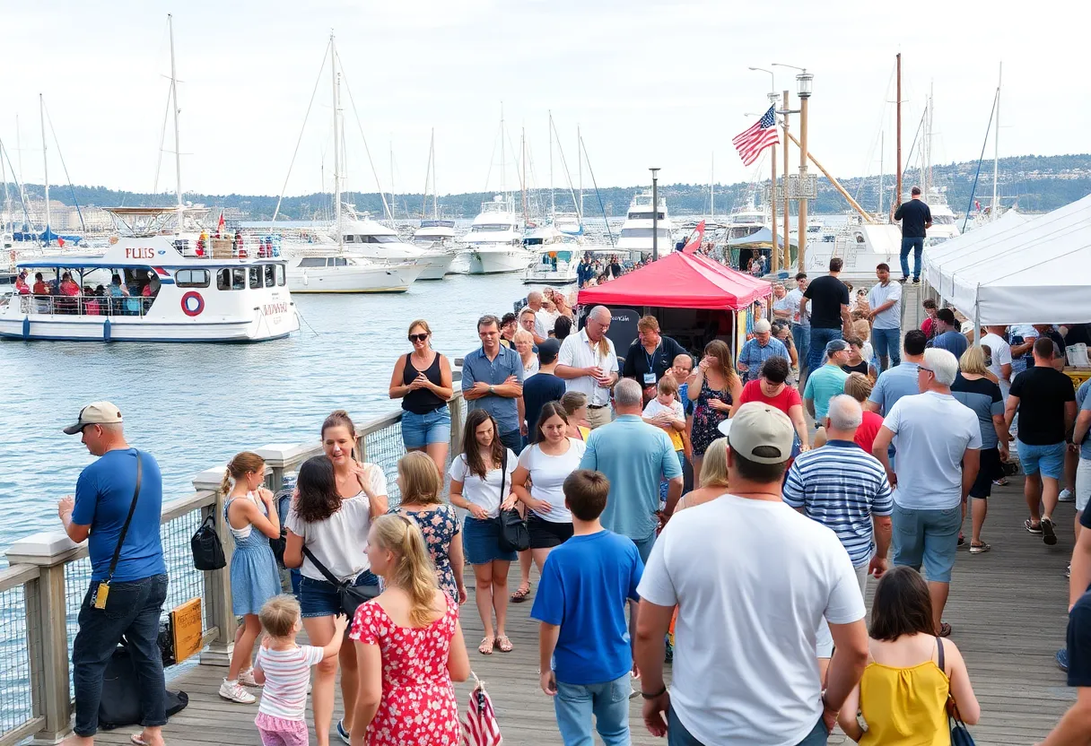 Families at Inner Harbor Fest enjoying live music and food vendors.