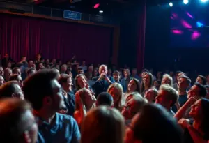 Audience enjoying a comedy show at Kleinhans Music Hall