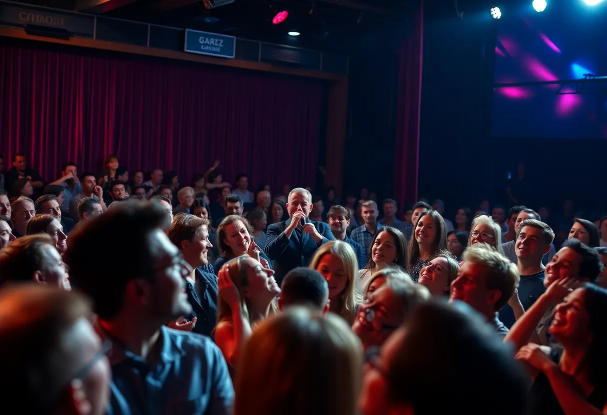 Audience enjoying a comedy show at Kleinhans Music Hall