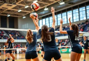 Le Moyne College women's volleyball team playing at the Athletic Center