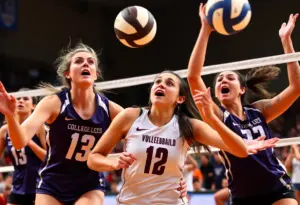 Le Moyne College women's volleyball team during a match