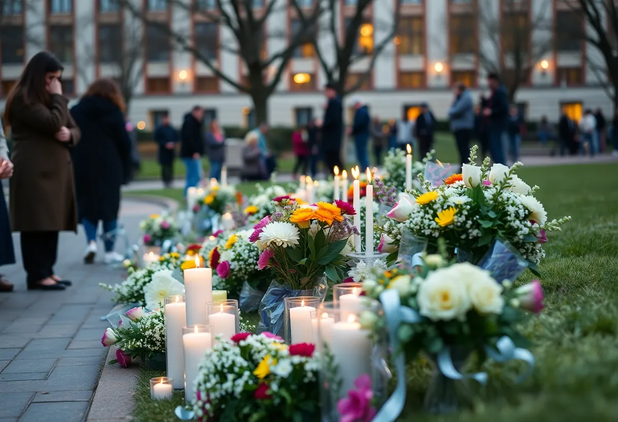 Memorial setup at Buffalo State University for Michael Bienas
