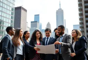 Diverse business team collaborating in New York City