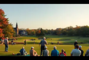 Golfers playing at Niagara Falls Country Club during the Niagara Invitational