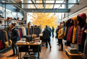 Interior view of a Niagara Outfitters retail store showcasing outdoor apparel