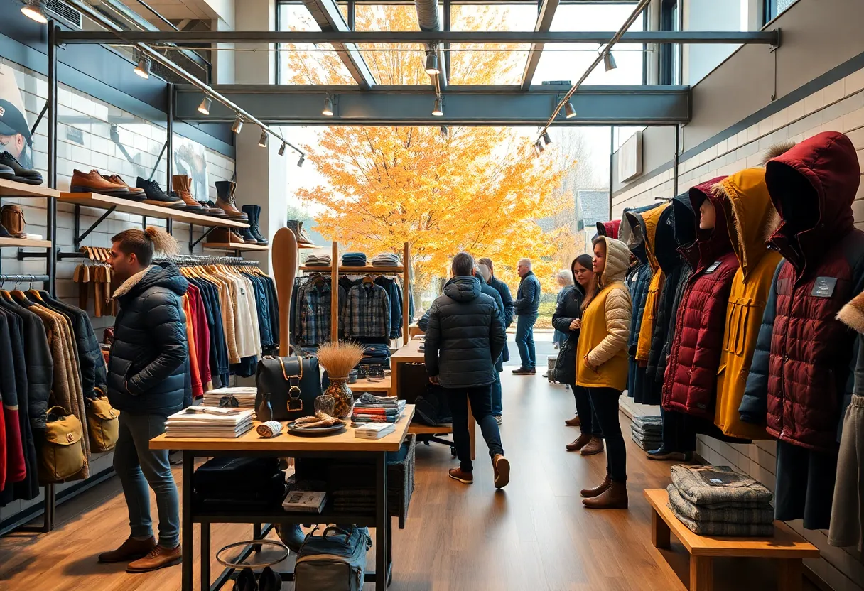 Interior view of a Niagara Outfitters retail store showcasing outdoor apparel