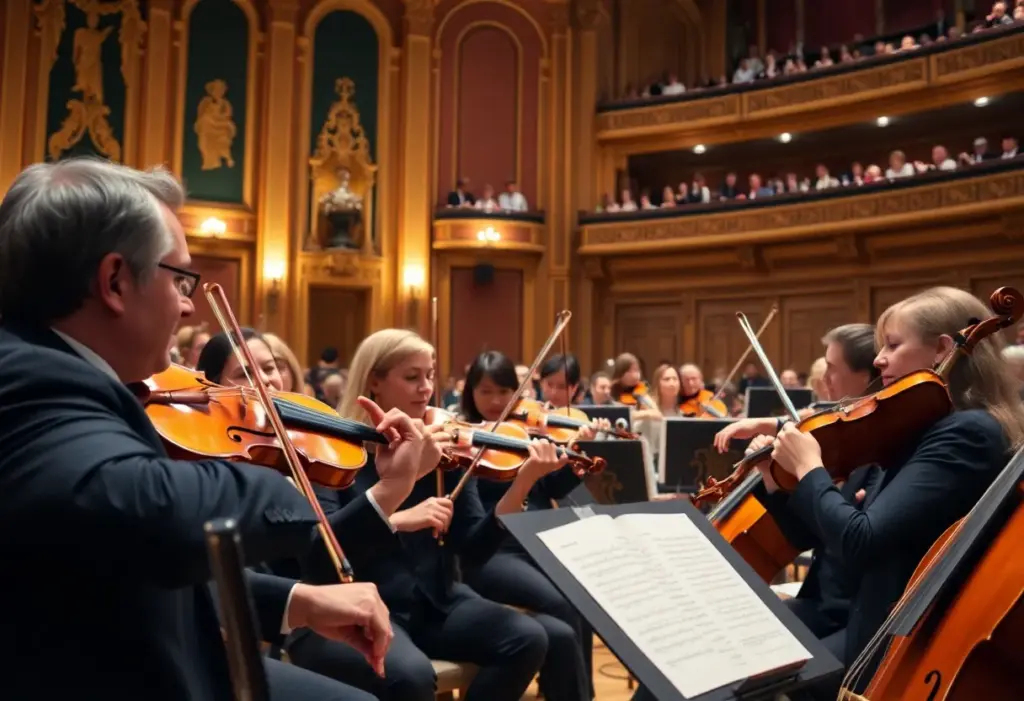 Violinst performing at a concert hall