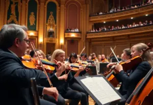 Violinst performing at a concert hall