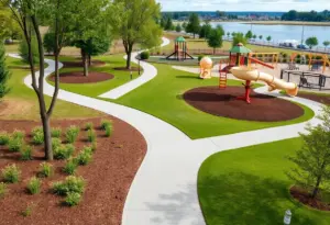 Installation of walking trails and playground structures at Ralph Wilson Centennial Park