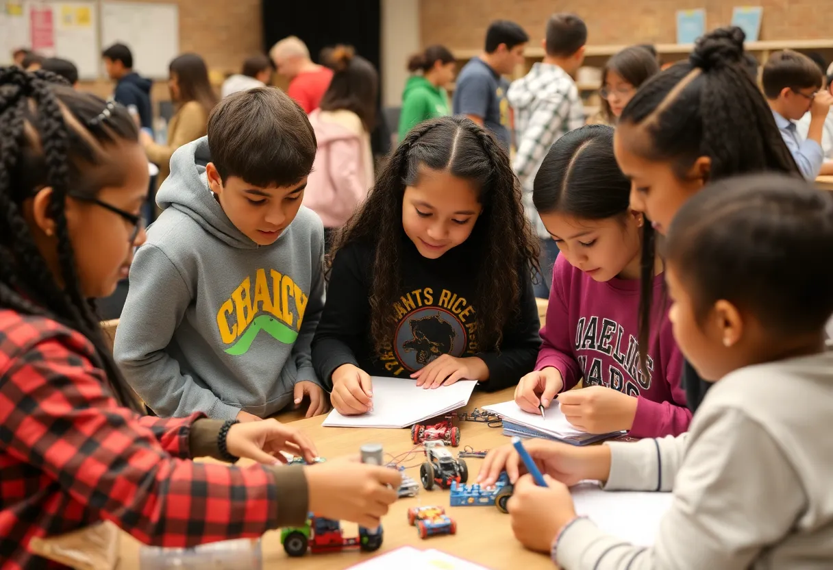 Students engaged in robotics and creative writing sessions at Saturday Academy in Buffalo.