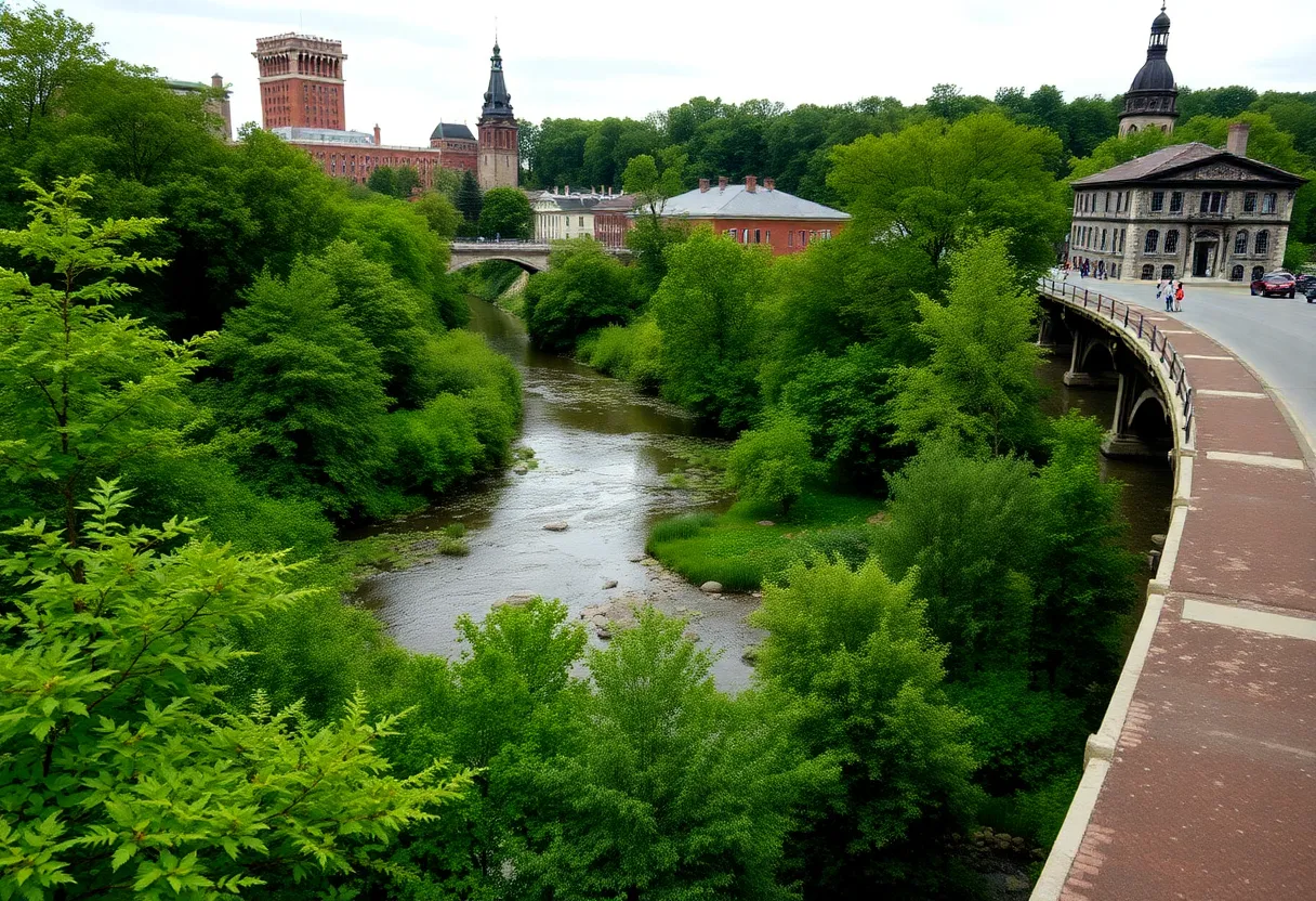 Scenic view of Scajaquada Creek with natural surroundings