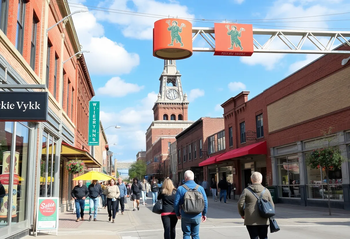 Scene depicting economic growth in Western New York due to Seneca Nation's contributions.
