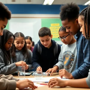 Middle school students participating in STEM workshops at the Saturday Academy