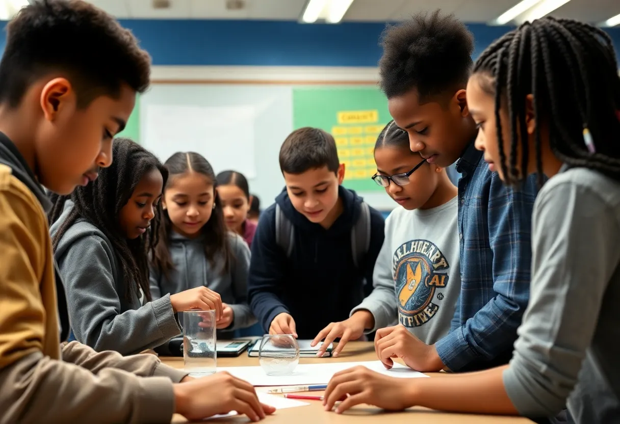 Middle school students participating in STEM workshops at the Saturday Academy
