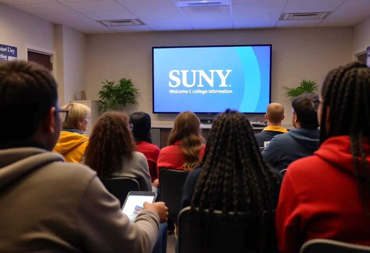 High school students participating in a virtual college information session about the SUNY application fee waiver.