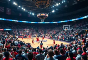 Syracuse and Buffalo basketball teams playing in exhibition game