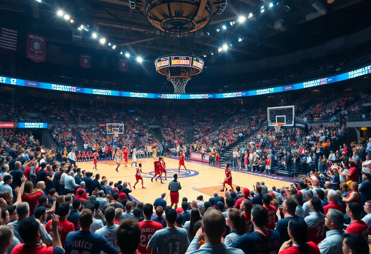 Syracuse and Buffalo basketball teams playing in exhibition game