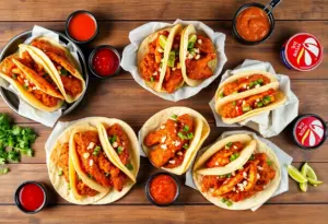 Taco Bell crispy chicken tacos and burritos with Frank's RedHot Diablo Sauce