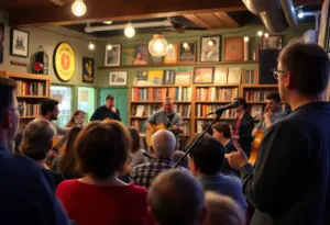 Local comedian Tim Reynolds performing live at Buffalo Street Books