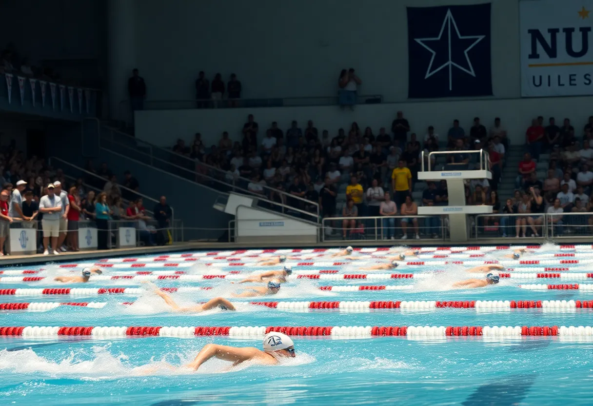 University at Buffalo swim team competing in a meet