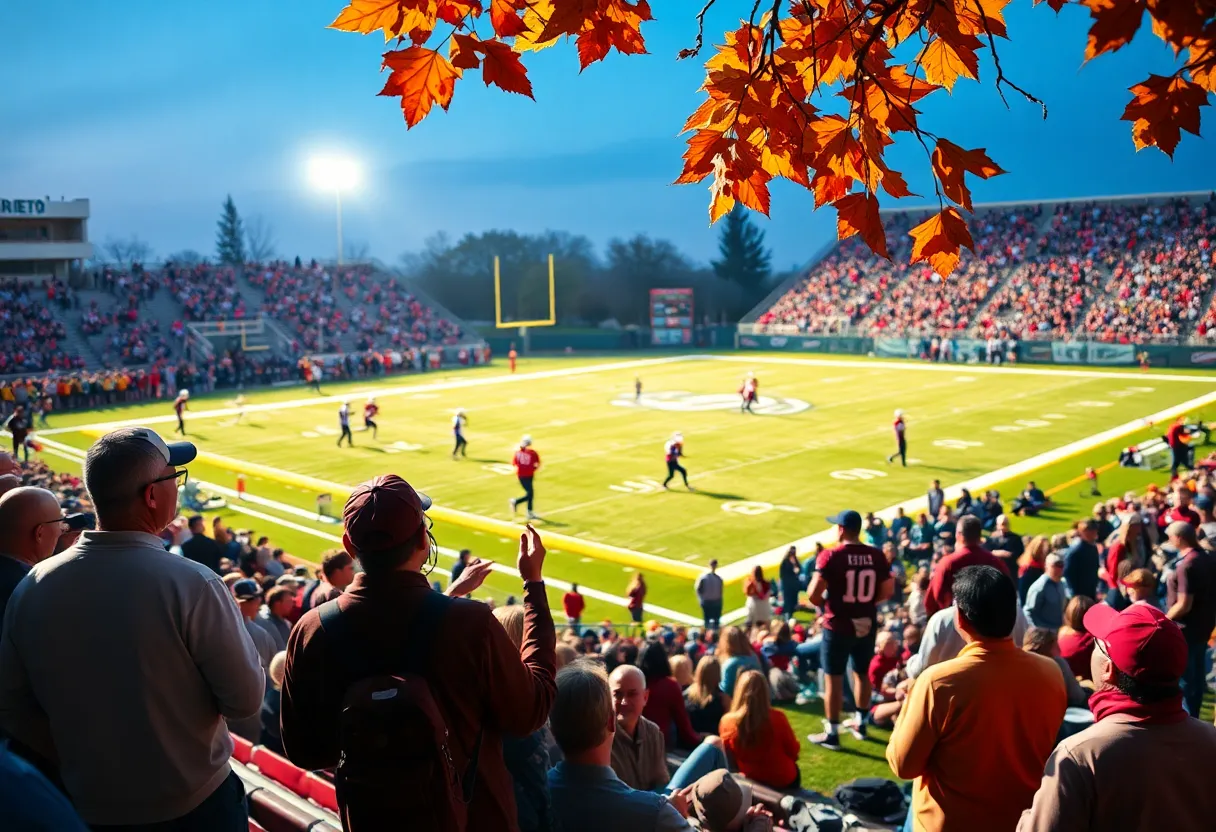 Union College football players in action during the game against Buffalo State.