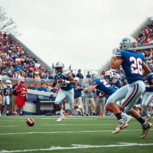 Union College football team celebrating a touchdown on the field