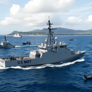 U.S. Navy boat conducting operations against drug trafficking near Venezuela.