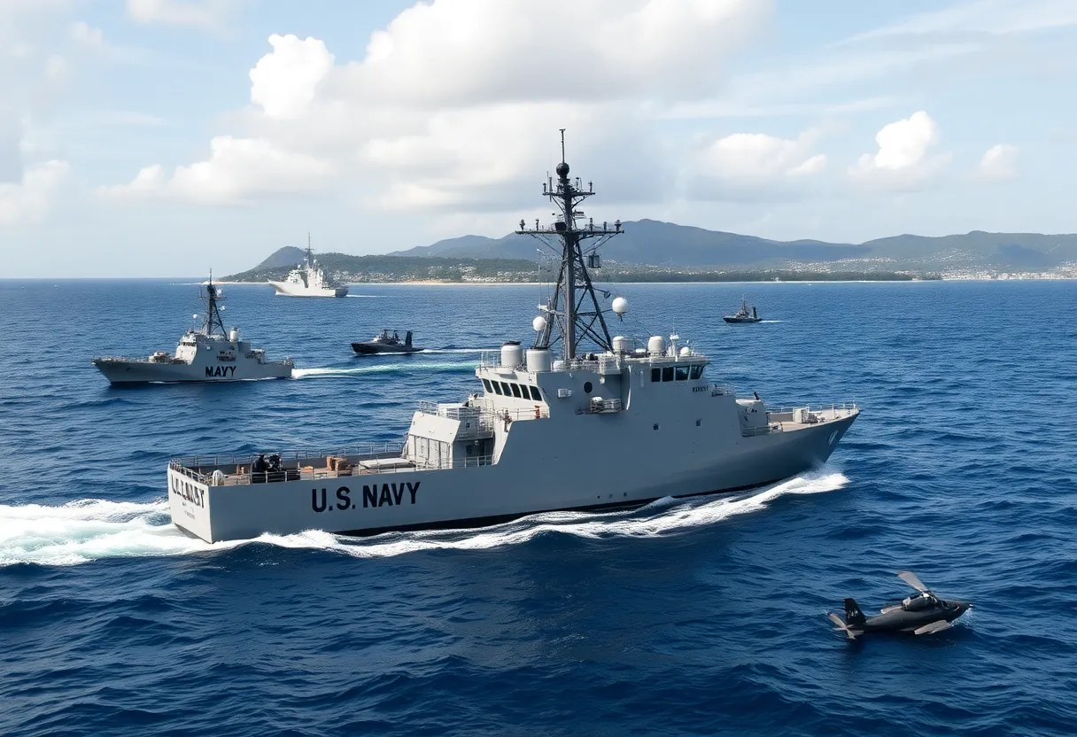 U.S. Navy boat conducting operations against drug trafficking near Venezuela.