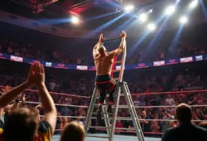 WWE Raw event with fans cheering at KeyBank Center
